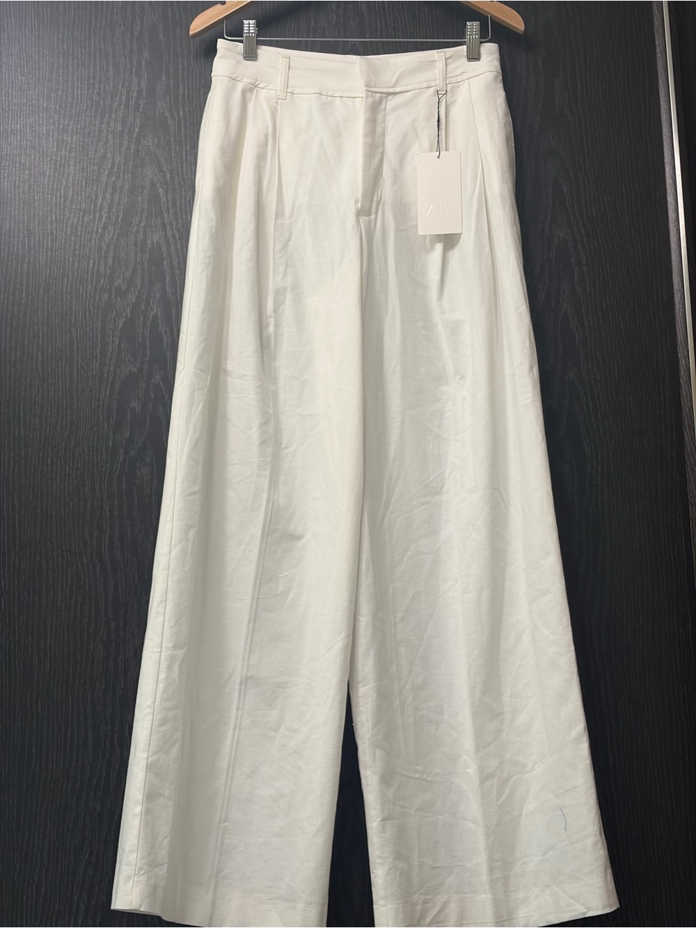 Zara Wide-Leg High-Waist Trousers in Off-White